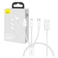 Kabel Quick Charge USB to M+L+C  Baseus Superior Data 3.5A 0,5m (White)