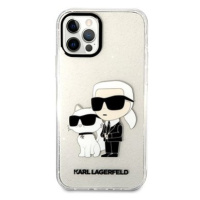 Karl Lagerfeld IML Glitter Karl and Choupette NFT Zadní Kryt pro iPhone 12/12 Pro Transparent