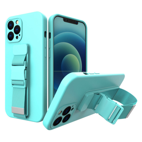 Silikonové pouzdro Sporty s popruhem na iPhone 12 6.1" light blue