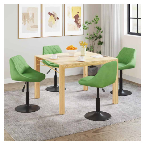 vidaXL Otočné jídelní židle 4 ks světle zelené samet