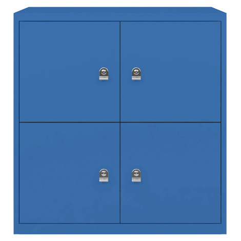 BISLEY LateralFile™ Lodge, se 4 uzamykatelnými boxy, výška vždy 375 mm, modrá