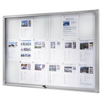 eurokraft pro Informační skříňka, hliníkový rám, posuvné dveře, 12 x DIN A4, nesnadno hořlavé, š