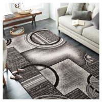Originální šedohnědý koberec s motivem abstraktních kruhů Šířka: 160 cm | Délka: 220 cm