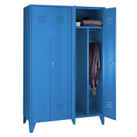 Wolf Ocelová skříňka, 2 vysoké oddíly, plnostěnné dveře, světle modré, šířka oddílu 1200 mm