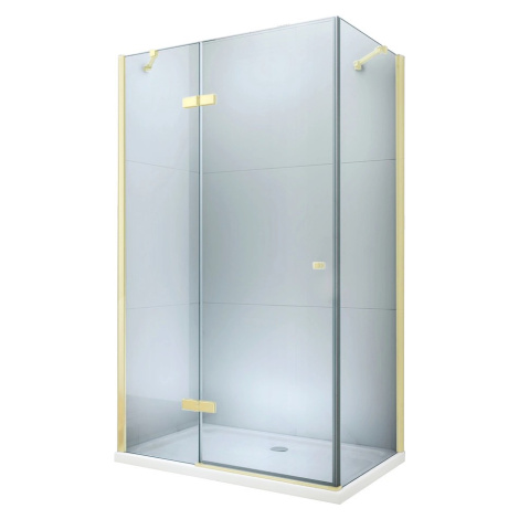 MEXEN/S Roma sprchový kout otevírací 80x100, sklo transparent, zlatá + vanička 854-080-100-50-00