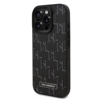 Pouzdro Karl Lagerfeld iPhone 16 Pro Max 6.9 černé Leather Monogram MagSafe