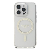 Guess IML Glitter Ring MagSafe Zadní Kryt pro iPhone 16 Pro Transparent