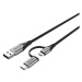 Vention USB 2.0 to 2-in-1 Micro USB & USB-C Cable 1m Gray Aluminum Alloy Type