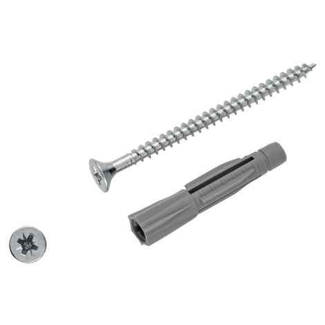 LUX-TOOLS Univerzální hmoždinka pr. 8 x 46 mm, vč. šroubů PZ3 6 x 70 mm, 50 ks
