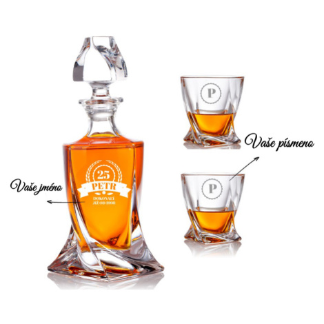 Dekorant Bohemia Crystal křišťálový whisky set s gravírováním DOKONALÝ 1+2