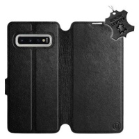 Flip pouzdro na mobil Samsung Galaxy S10 - Černé - kožené - Black Leather