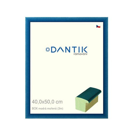 DANTIK rámeček 40 × 50, BOX modrý mořený sklo čiré