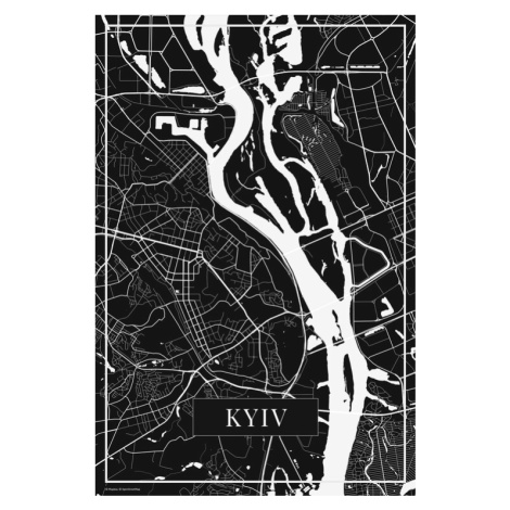 Mapa Kyiv black, (26.7 x 40 cm)