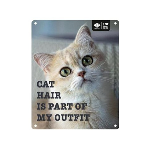 EBI D&D I love happy cats Kovová tabulka: ,,Cat hair is part of my outfit" 20 × 25 cm