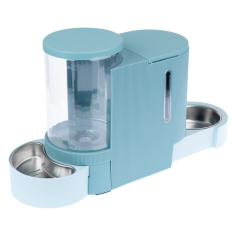 TIAKI dávkovač krmiva a zásobník na vodu, světle modrý - až 1,3 kg granulí & 3 l vody