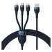 Kabel 3in1 USB cable Baseus Flash Series, USB-C + micro USB + Lightning, 100W, 1.2m (blue)