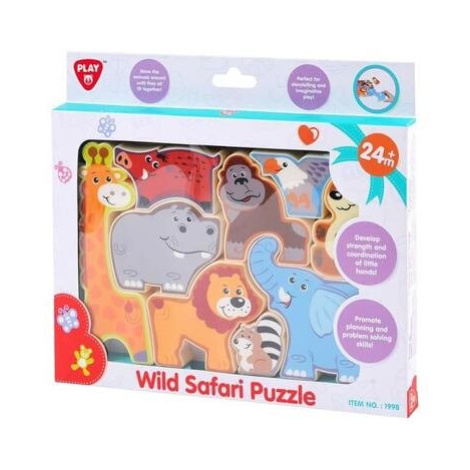 Teddies puzzle/vkládačka deskové safari 20x14cm v krabičce 24x21x2cm