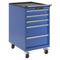 LISTA Zásuvková skříň, pojízdná, š x h x v 564 x 725 x 990 mm, 5 zásuvek, enciánová modrá