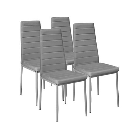 4× Jídelní židle, syntetická kůže, šedá tectake