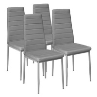 4× Jídelní židle, syntetická kůže, šedá