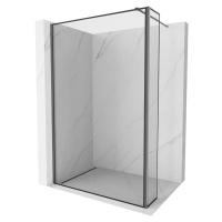 MEXEN/S Kioto Sprchová zástěna WALK-IN 90 x 40 cm, černý vzor, grafit kartáčovaná 800-090-212-66