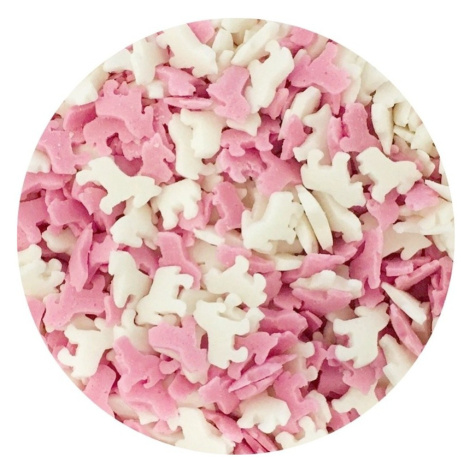 Cukrová dekorace jednorožci - růžová / bílá - 100g