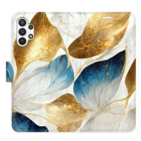 iSaprio flip pouzdro GoldBlue Leaves pro Samsung Galaxy A32 5G