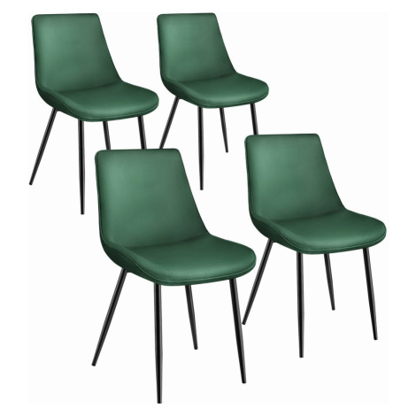 tectake 404930 sada 4 židlí monroe v sametovém vzhledu - tmavě zelená - tmavě zelená