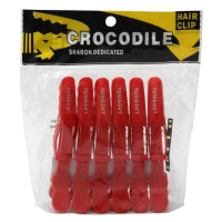 Hair Clip Croco - pevné klipsy na vlasy, 11 cm, 6 ks červené