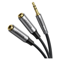 UGREEN AV191 AUX audio rozbočovač, 3,5mm jack kabel, 20 cm (šedý)