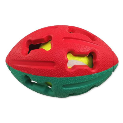 Míč DF gumové rugby s tenisákem mix barev 12,5cm Dog Fantasy