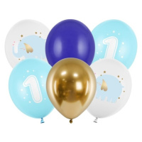 Balónky latexové 1. narozeniny Slon sv.modrý 30 cm 6 ks