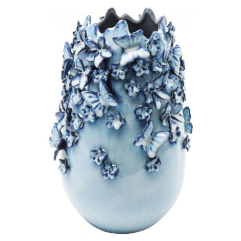 KARE Design Modrá kameniková váza Butterflies 35 cm