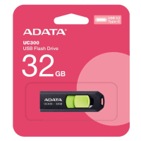 ADATA Flash Disk 32GB UC300, USB-C 3.2, černo-zelená