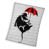 CARBOTEX dětská deka Banksy krysa s deštníkem 150×200 cm