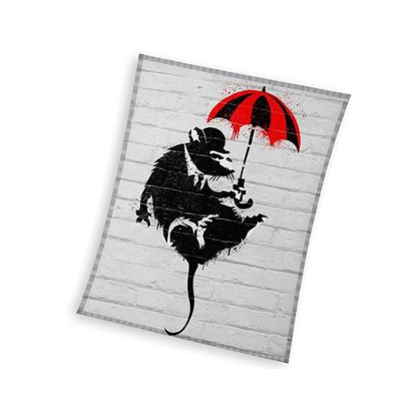 CARBOTEX dětská deka Banksy krysa s deštníkem 150×200 cm
