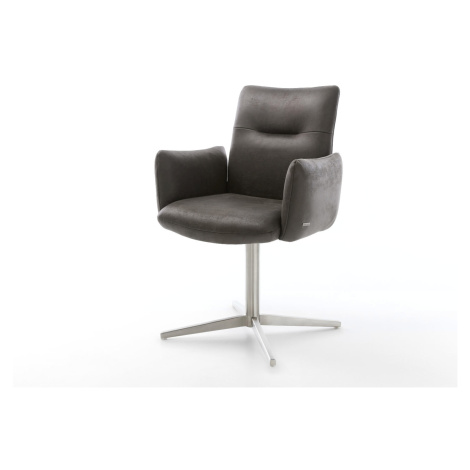 DELIFE Jídelní židle Jova-Flex s područkami mikrovlákno antracit vintage kovová křížová podnož n