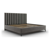 Šedá čalouněná dvoulůžková postel s úložným prostorem s roštem 200x200 cm Casey – Mazzini Beds