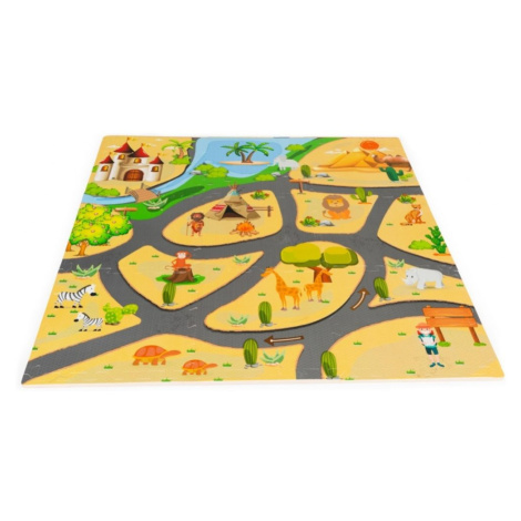 ECO TOYS Dětské pěnové puzzle 93,5x93,5cm, hrací deka, podložka na zem Safari, 9 dílů, ECO Toys ECOTOYS