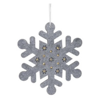 H&L Sněhová vločka LED Hangdeco, 35 cm, filc, stříbrná