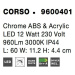 NOVA LUCE svítidlo na zrcadla CORSO chromovaný hliník a akryl LED 12W 230V 3000K IP44 9600401