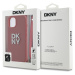 Zaní kryt DKNY PU Leather Stack Logo Wrist Strap pro Apple iPhone 14, růžová