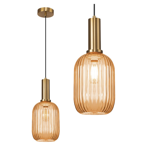 Toolight Skleněná závěsná stropní lampa oranžová APP458-1CP