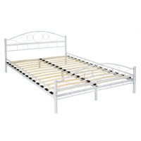 tectake 404515 kovová postel dvoulůžková romance včetně lamelových roštů - bílá/bílá - bílá/bílá
