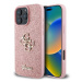 Guess PU Fixed Glitter 4G Metal Logo Zadní Kryt pro iPhone 16 Pro Pink