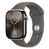 Apple Watch Series 10 42mm Cellular Přírodní titan se skálově šedým sportovním řemínkem - S/M