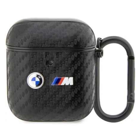 Pouzdro BMW AirPods 1/2 Black Carbon Double Metal Logo (BMA2WMPUCA2)