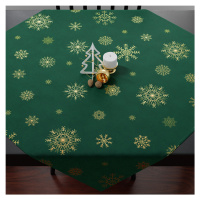 Vánoční ubrus na stůl SNOWFLAKE smaragdová/zlatá 85x85 cm Mybesthome