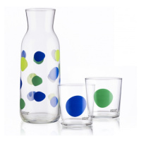 Set karafy a 2 sklenic United Colors of Benetton / 108 cl / 2x 35 cl / sklo s barevnými puntíky