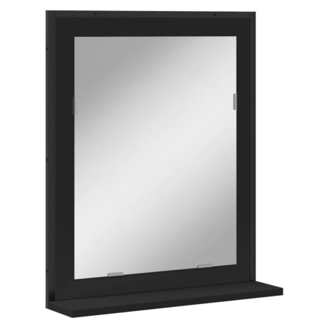 vidaXL Koupelnové zrcadlo s poličkou černé 50 x 12 x 60 cm kompozit